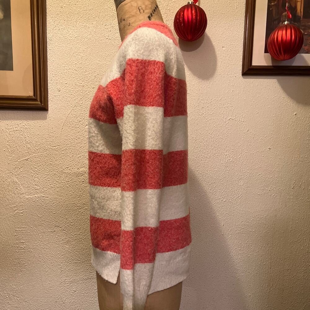 Caslon Cozy Striped Crew Neck Fuzzy Sweater Size S - Picture 8 of 14